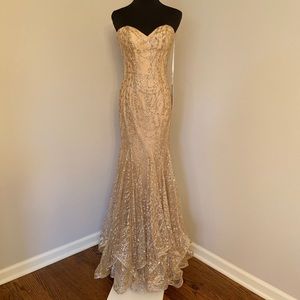 NWT Ellie Wilde Gold Sparkle Dress, Sz 4